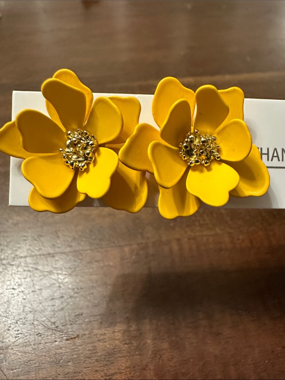 Bright Yellow Flower Stud Earrings with Gold Centers